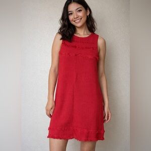 J. Crew Vibrant Red Textured Sleeveless Top